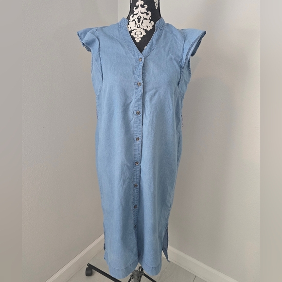 Alisson Brittney Sleeveless Denim Button-Down Dress - Picture 2 of 13
